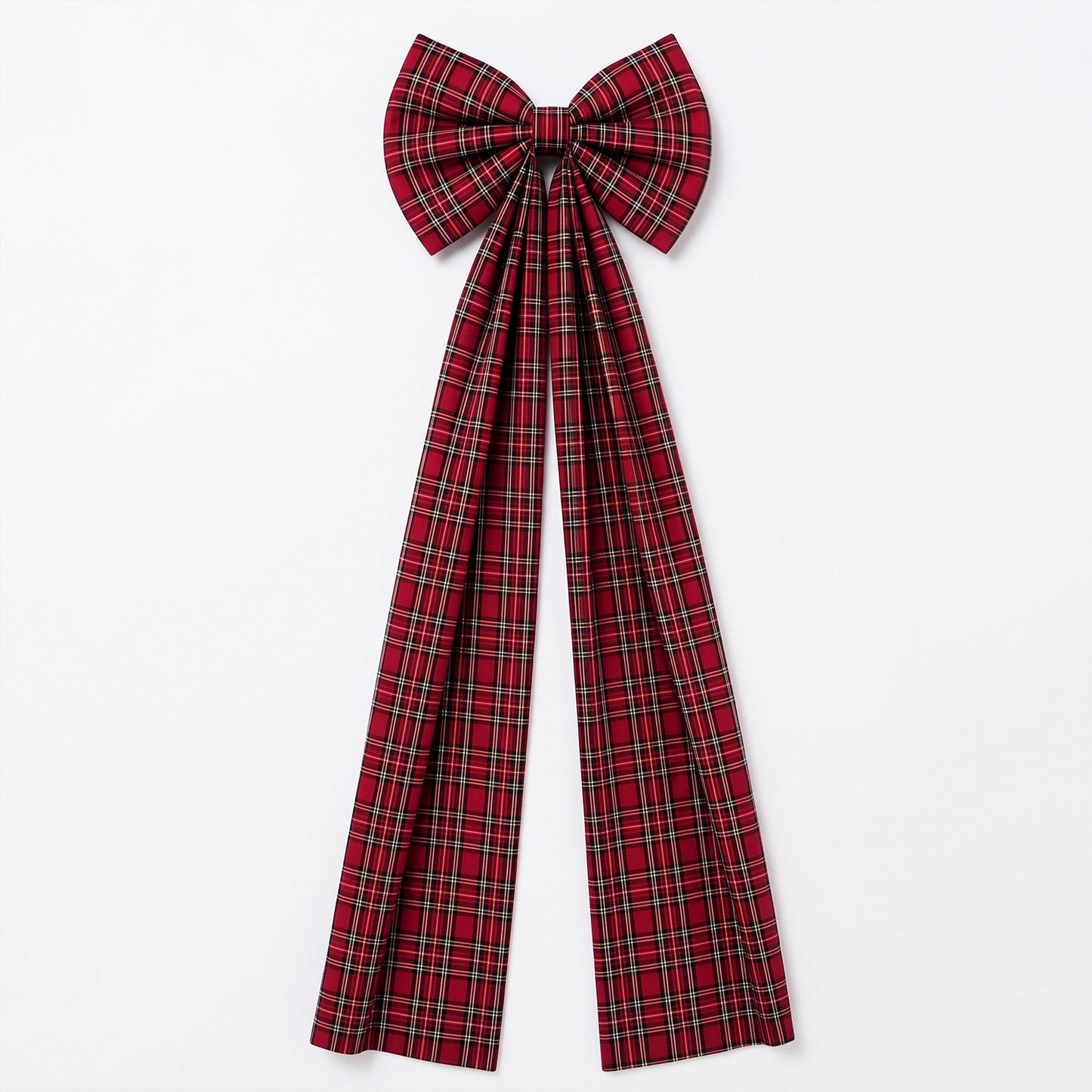 Large Plaid Christmas Bow with Long Ribbon Tails