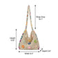 Crochet Shoulder Bag with Flower Applique and Wide Strap