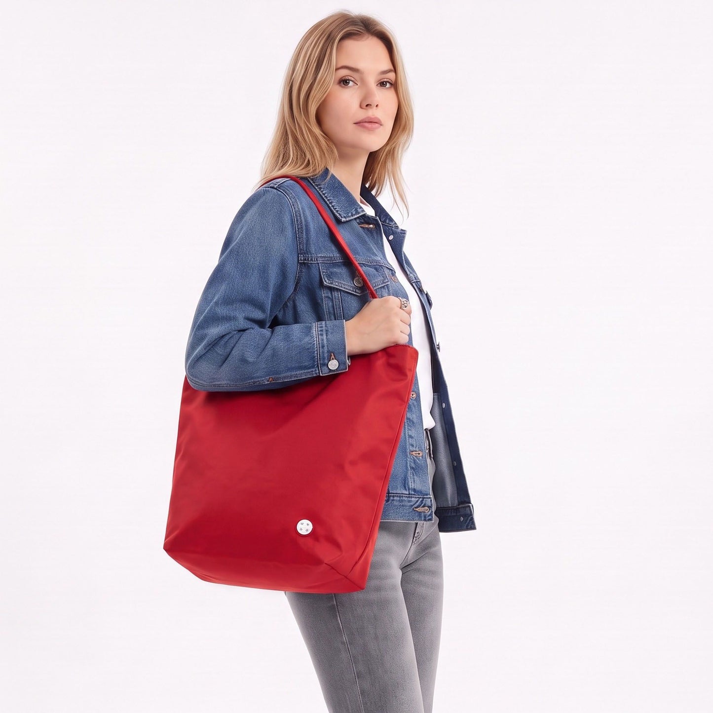 Lightweight Nylon Shoulder Tote Bag Large Capacity Casual Carryall Everyday
