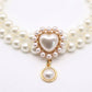 Double Strand Faux Pearl Pet Necklace Heart Gem Pendant Adjustable Collar Jewelry for Cats and Small Dogs