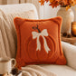 Textured Pumpkin Bow Decorative Throw Pillow Cover for Sofa Bed Chair Fall Decor