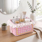 Gingham Fabric Storage Basket with Ruffle Trim and Handles