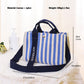 Striped Canvas & Nylon Tote Bag - Multi - functional Shoulder Bag