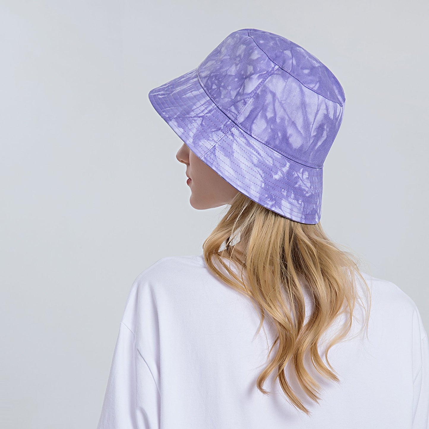 Summer Fisherman Hat Outdoor Travel Tie Dye Bucket Hat with Wide Brim Casual Sun Protection