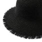 Wide Brim Sun Hat with Frayed Edge and Lightweight Open Weave