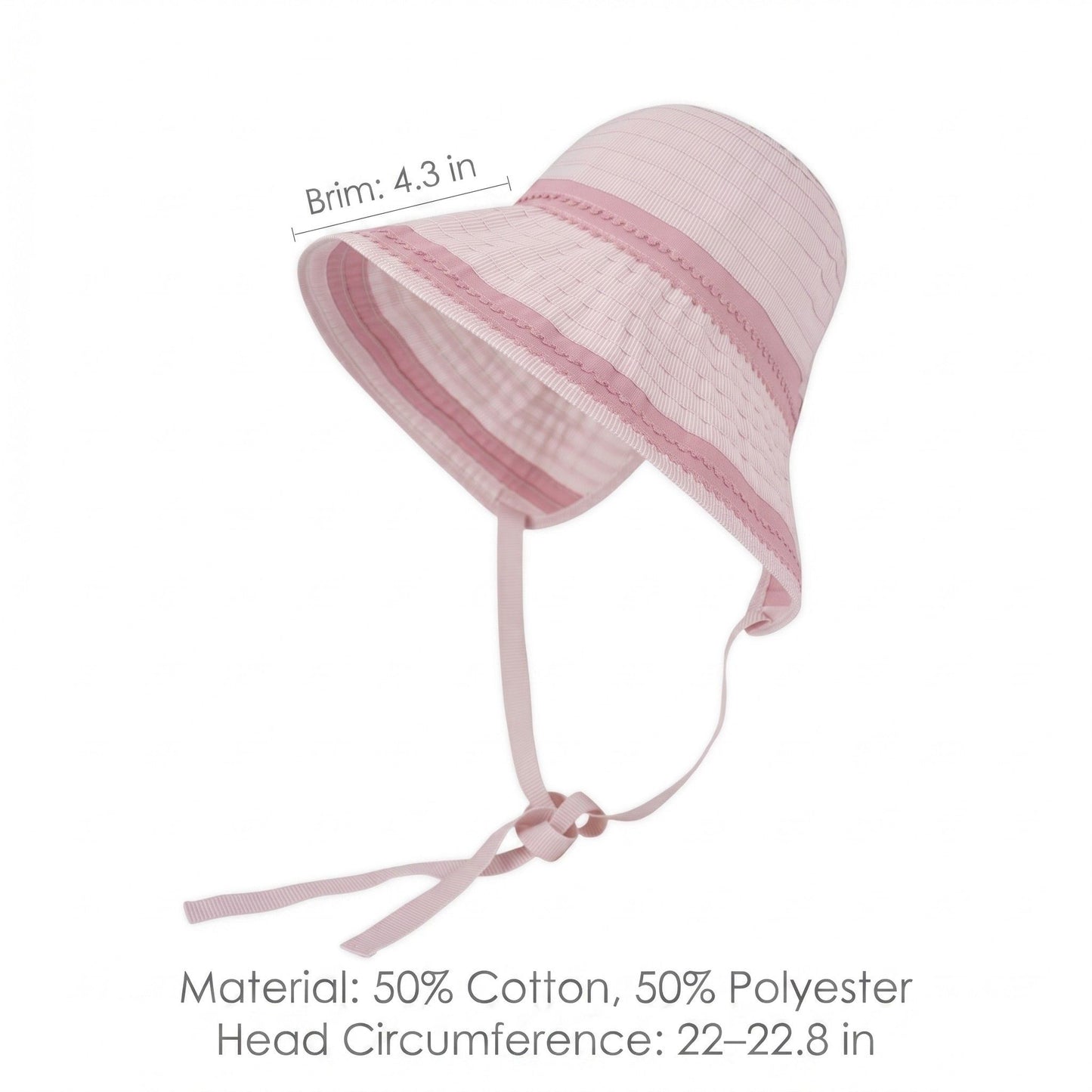 Striped Bucket Sun Hat Wide Brim Adjustable Chin Strap Packable Beach Hat