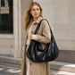 Oversized Slouchy Hobo Shoulder Bag with Adjustable Wide Strap and Zippered Pocket