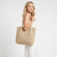Soft Woven Shoulder Tote Bag with Zip Top and Double Shoulder Handles