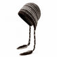 Patterned Knit Beanie with Braided Tassels