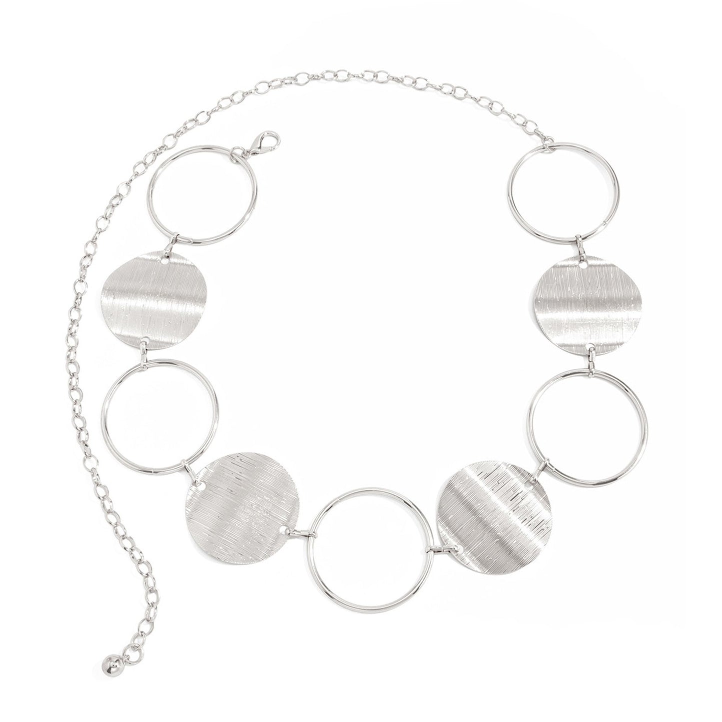 Round Disc and Ring Metal Waist Chain Adjustable Body Belt Modern Statement Waist Jewelry