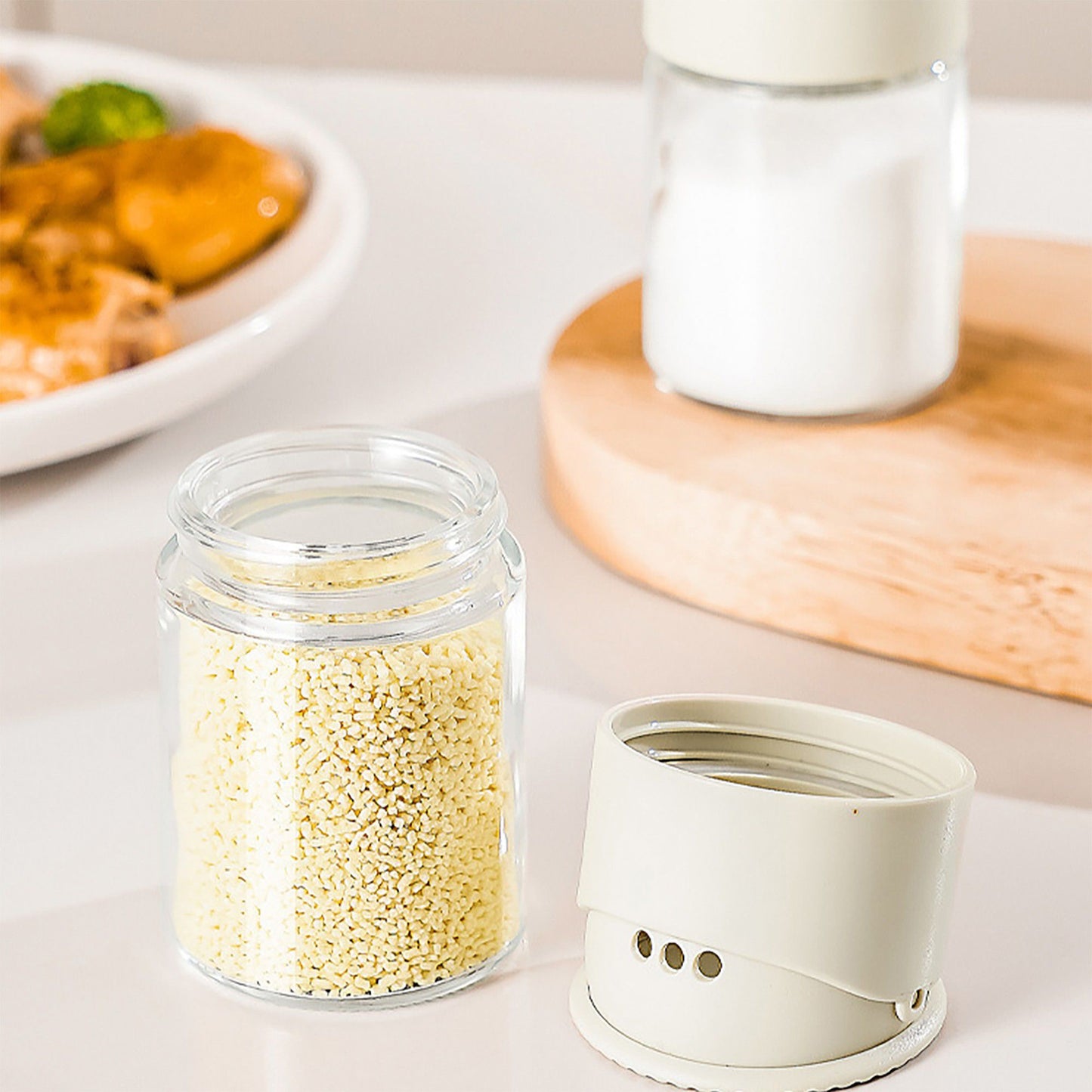2-Piece Glass Spice Jar Set with Adjustable Shaker Lids