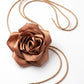 Single Satin Rose Fabric Wrap Waist Belt Adjustable Floral Statement Waist Jewelry 43.3in