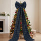 Large Plaid Christmas Bow with Long Ribbon Tails