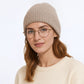 Ribbed Wool Knit Beanie Hat with Folded Cuff