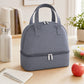 Double Compartment Insulated Lunch Bag with Top Handle and Zipper Closure