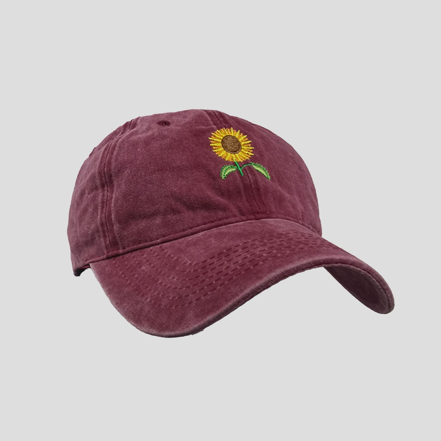 Women's Baseball Cap with Sunflower Embroidery