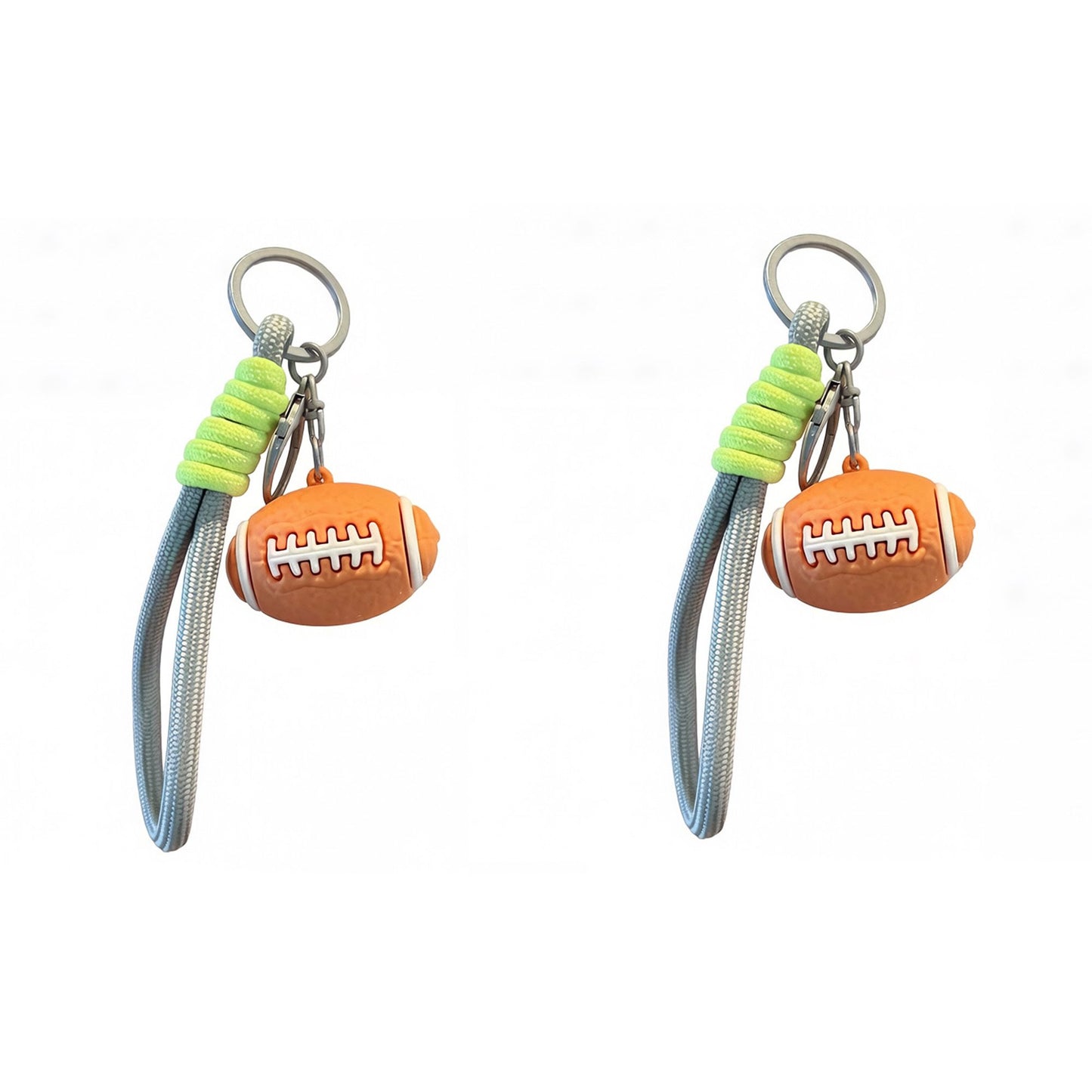 2 Pack Sports Ball Keychains with Wrist Strap and Clip Ring