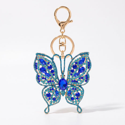 2pc Butterfly Rhinestone Keychain Bag Charm with Lobster Clasp Cute