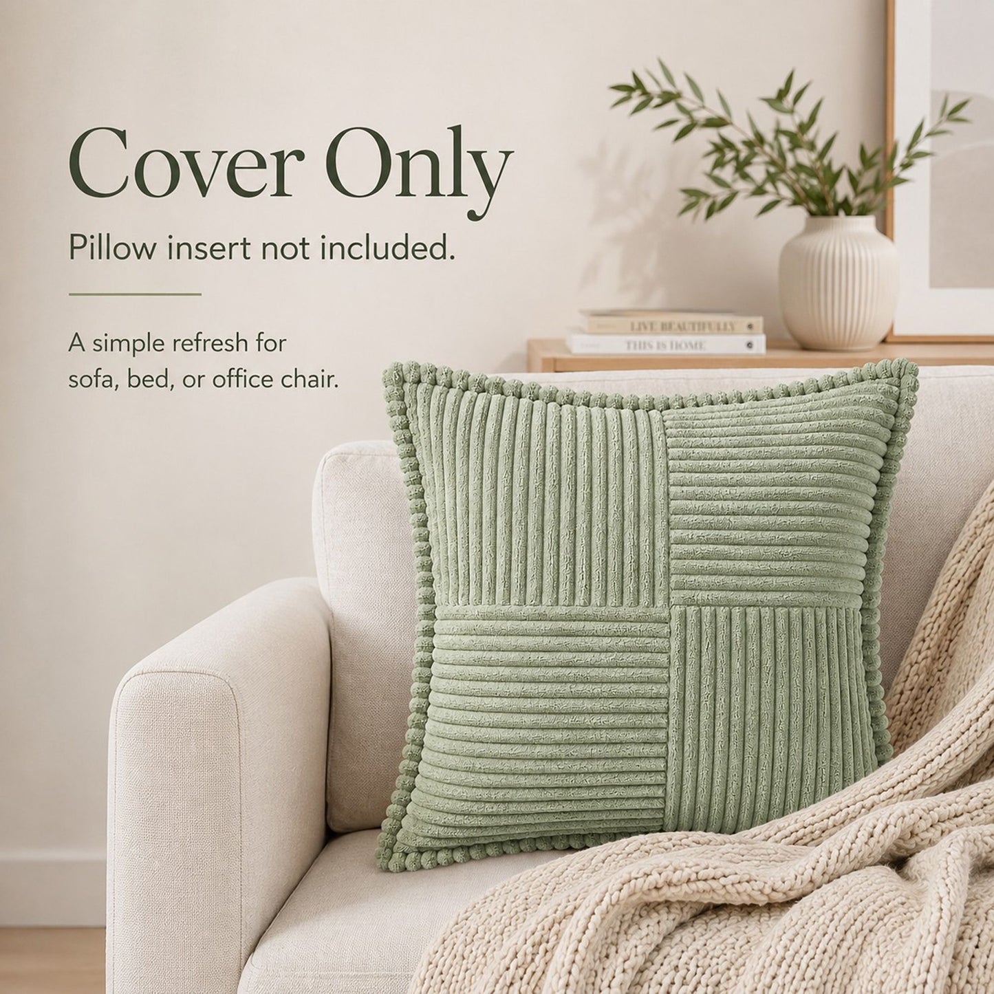 Soft Corduroy Decorative Throw Pillow Cover Geometric Accent Cushion Cover for Sofa Bed