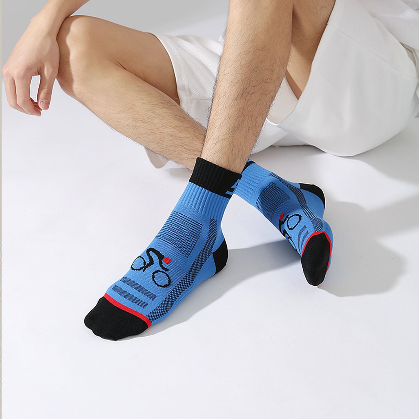 6pk Men's Cycling Pattern Athletic Socks
