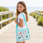 Printed Mesh Beach Shoulder Bag with Adjustable Strap Zip Top Lightweight See Through Tote for Pool