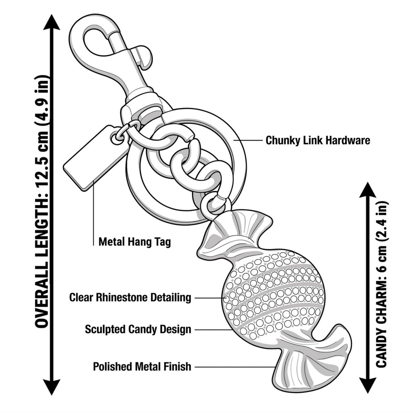 Rhinestone Candy Keychain and Bag Charm