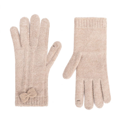 Knit Bow Detail Full Finger Gloves for Cold Weather