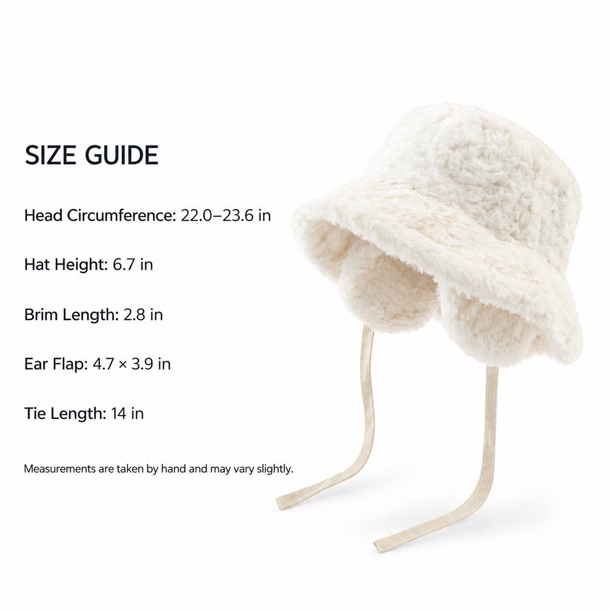 Plush Bucket Hat Removable Ear Flaps Tie Straps Fuzzy Winter Hat