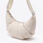 Padded Crescent Shoulder Bag with Wide Strap and Top Zipper Closure 13x7.5x2.5in