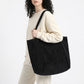 Corduroy Tote Bag Large Capacity Shoulder Bag with Front Pocket