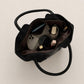 Faux Suede Tote Bag with Double Shoulder Handles Zip Closure and Interior Pockets