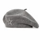 Rhinestone Star Embellished Knit Wool Beret