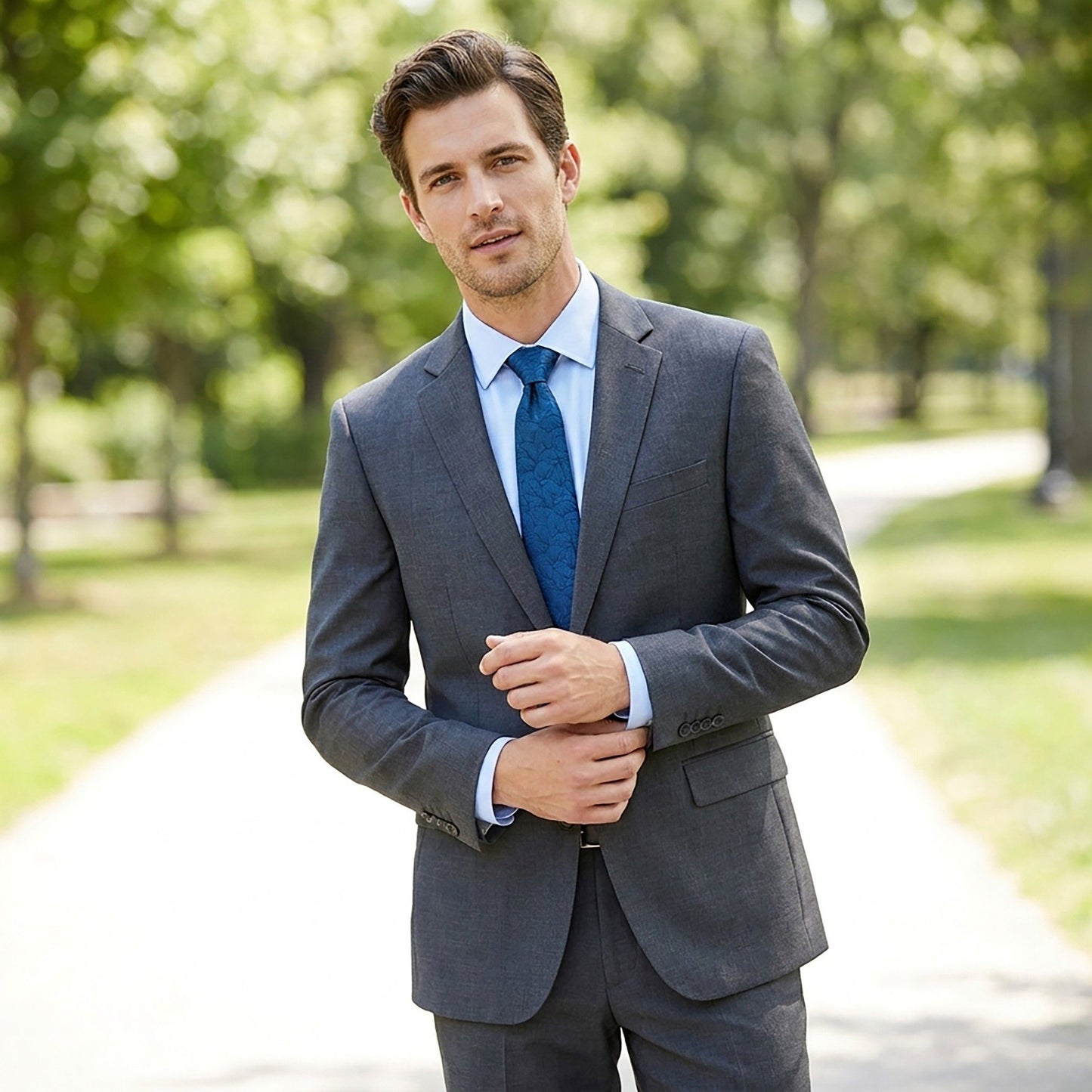 Men's Floral Print Tie with Woven Botanical Pattern and Classic Tapered Design