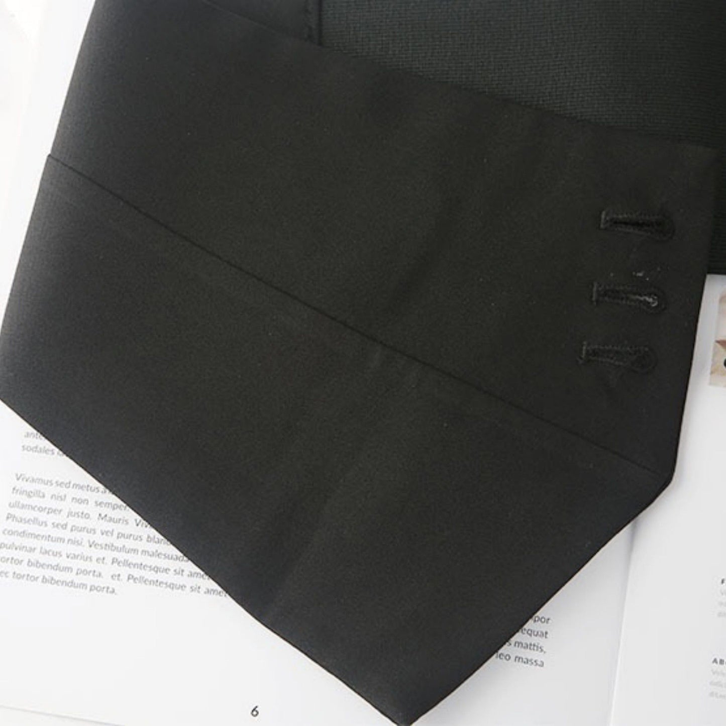 Structured Asymmetrical Wide Waist Belt with Overlapping Panel Design and Decorative Button Accents 7.5x31.5in