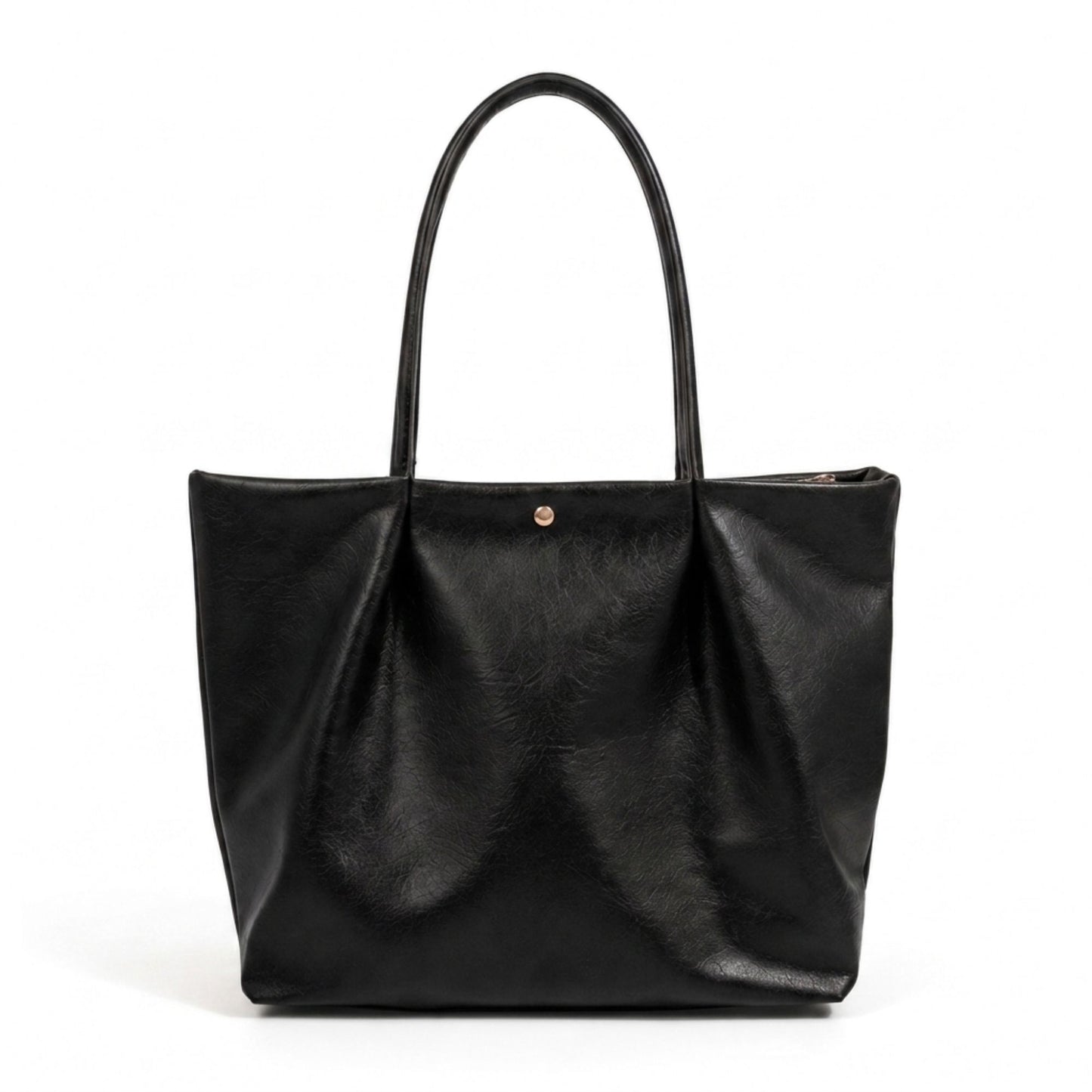 Large Capacity Pleated Faux Leather Shoulder Tote Bag for Work