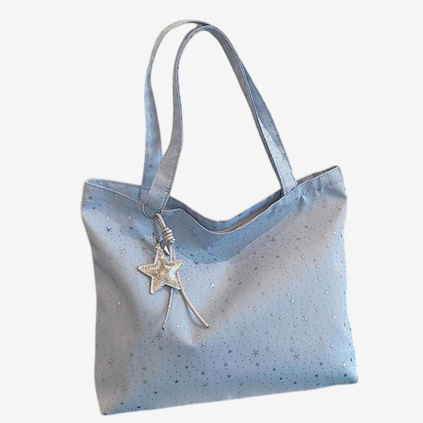 Star Print Canvas Tote Bag Large Capacity Casual Shoulder Bag