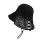 Crochet Bucket Hat with Adjustable Chin Strap and Back Button Eyelet Panel for Sun Protection