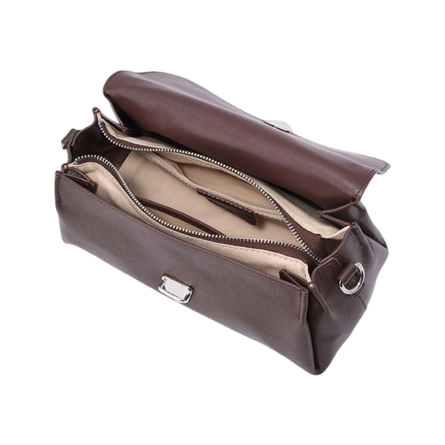 Soft Leather Envelope Shoulder Bag with Foldover Flap Silver Clasp and Slim Strap Design