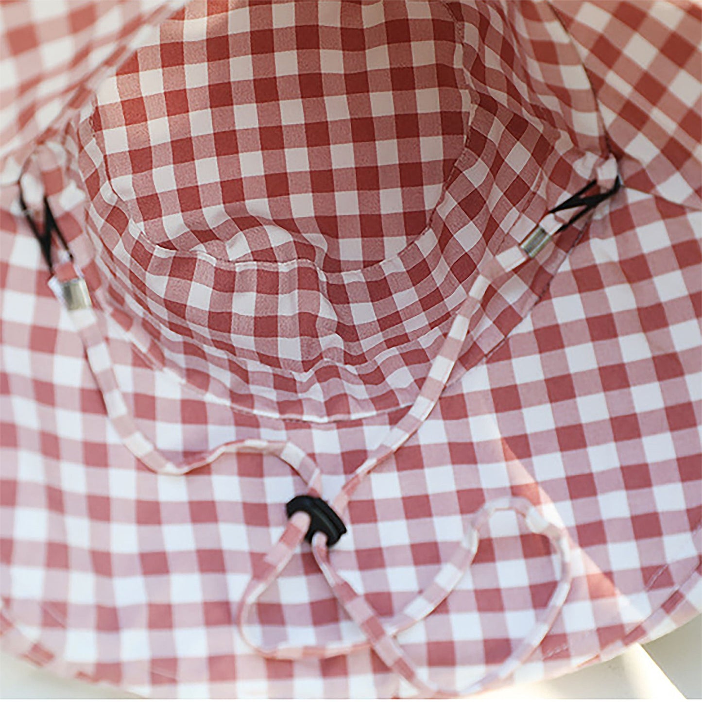 Women's Reversible Checkered Bucket Hat with Chin Strap