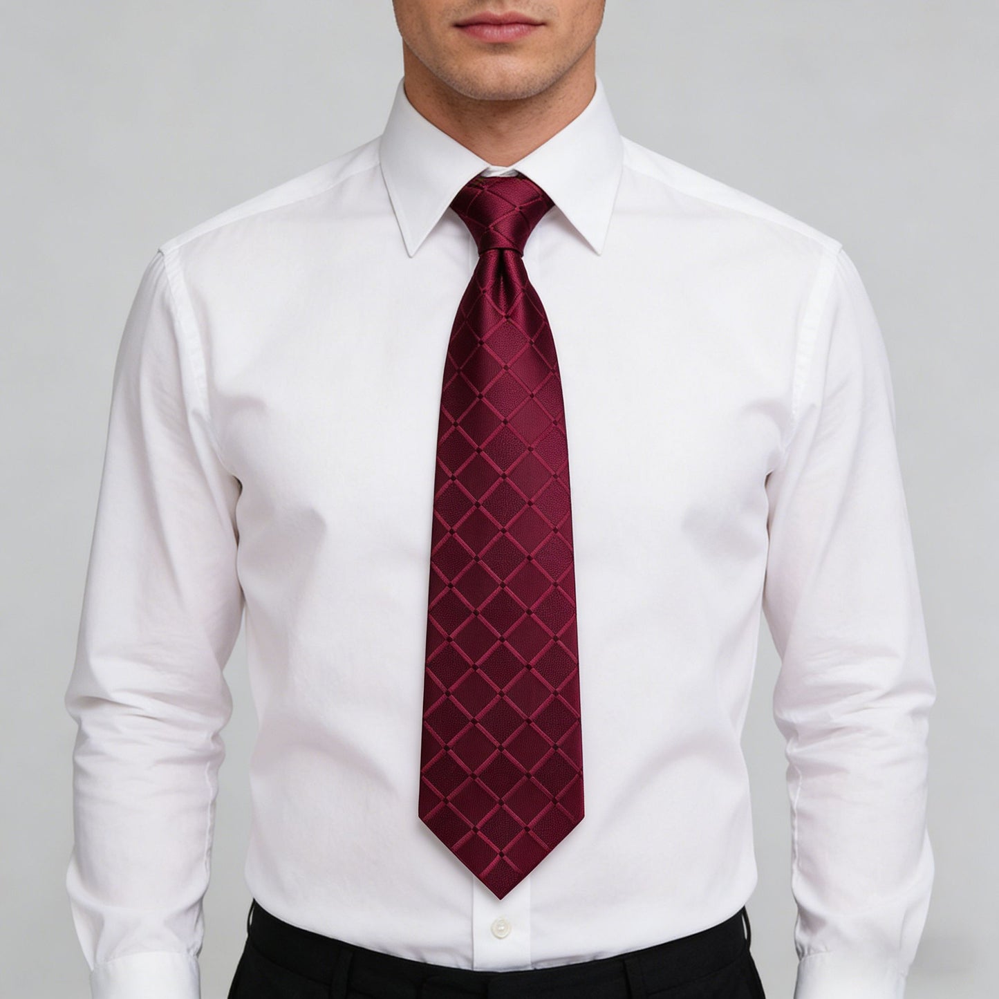 Men's Textured Diamond Pattern Silk Tie Wide Formal Necktie for Business, Weddings & Special Occasions