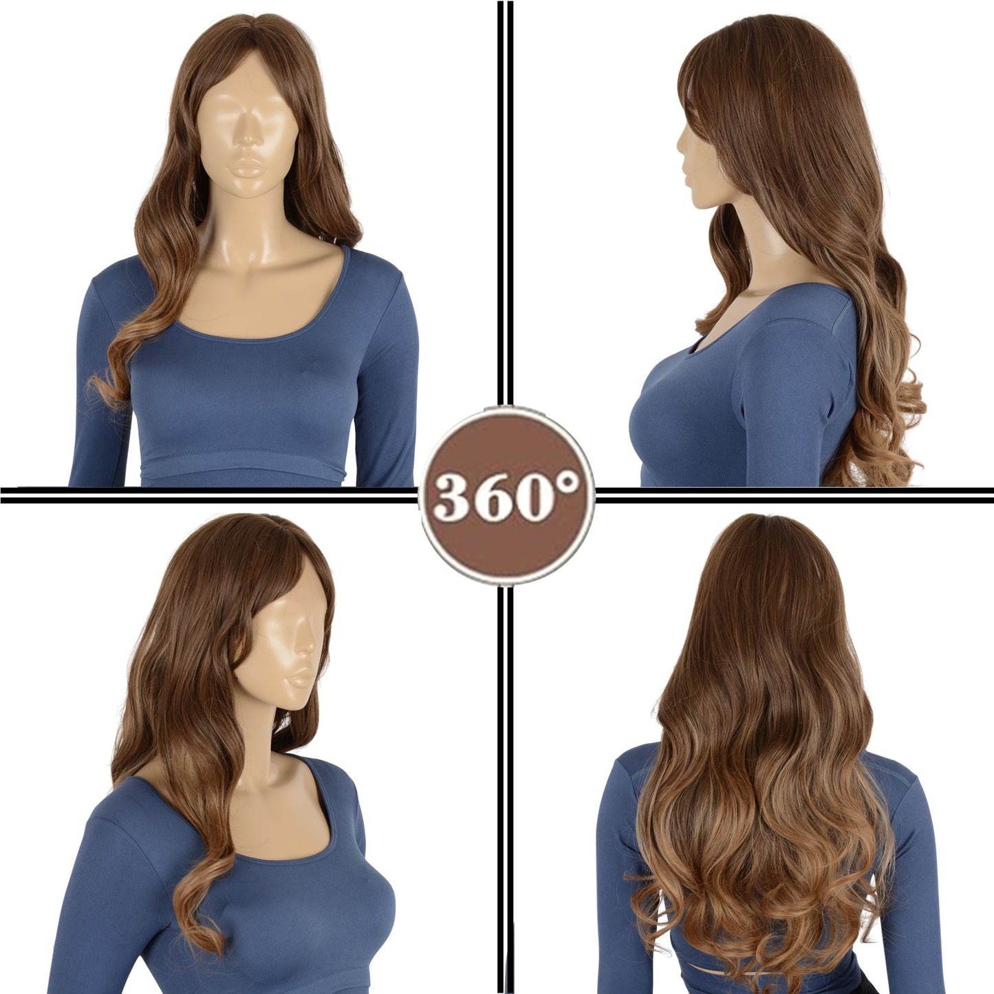 Women's Long Wavy Wig with Bangs