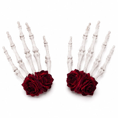 Halloween Skeleton Hand Rose Hair Clips 2pc