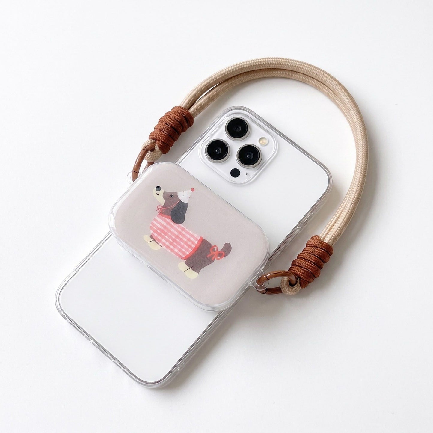 Dachshund Graphic Clear Phone Case Design with Cord Strap Compatible with all iPhone 14 and later models
