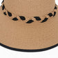 Women's Wide Brim Straw Hat with Braided Band and Contrast Bow Detail