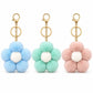 Fluffy Flower Pom Pom Keychain Cute Faux Fur Bag Charm Set