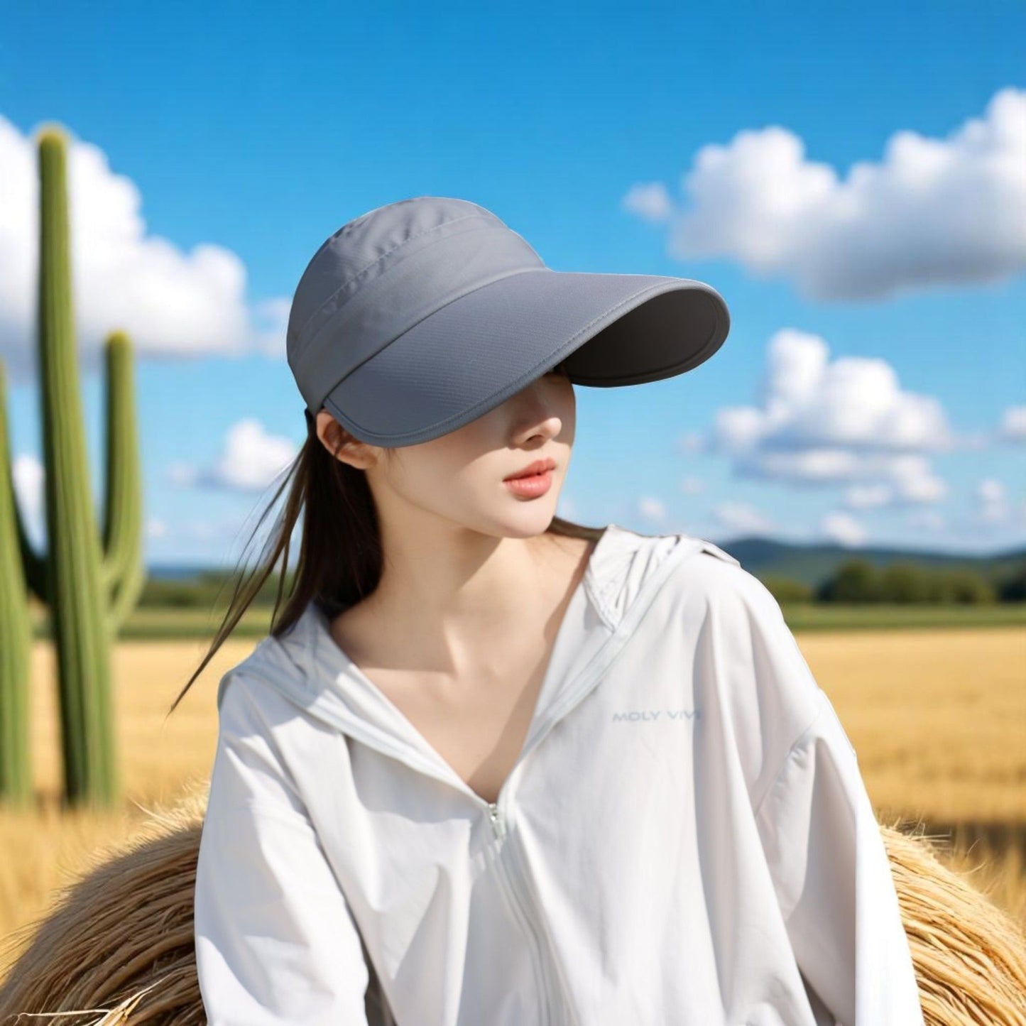 Women's Sporty Wide Brim Sun Visor Hat with Adjustable Back Strap Lightweight UV Protection Cap for Outdoor Activities