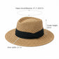 Straw Boater Hat Flat Top Wide Brim Summer Beach Sun Hat Lightweight
