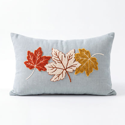 Fall Maple Leaf Textured Lumbar Throw Pillow Cover Autumn Sofa Bed Decor
