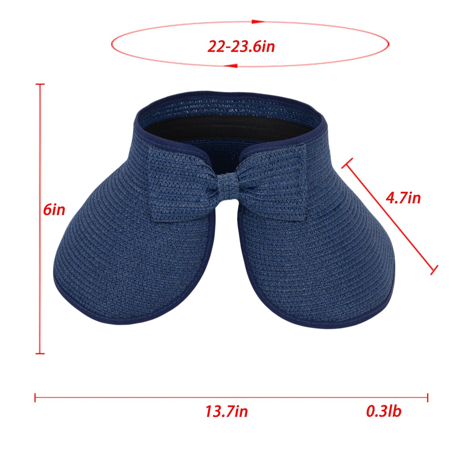 Women's Wide Brim Visor Hat with Bow Detail Adjustable Velcro Closure for Beach or Outdoor Protection