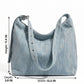 Washed Denim Look Hobo Tote Bag with Adjustable Shoulder Strap